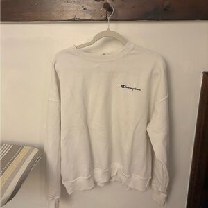 Champion white Sweatshirt with Navy and Red Collar Trim